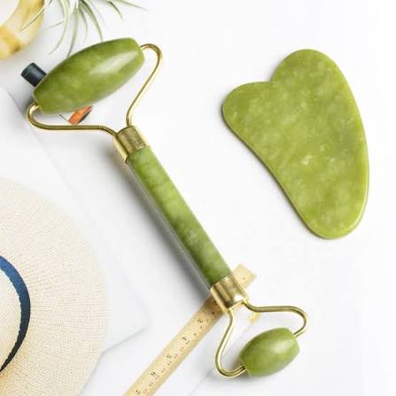 Premium Jade Roller & Gua Sha Facial Massage Set – Natural Stone Skincare Tool