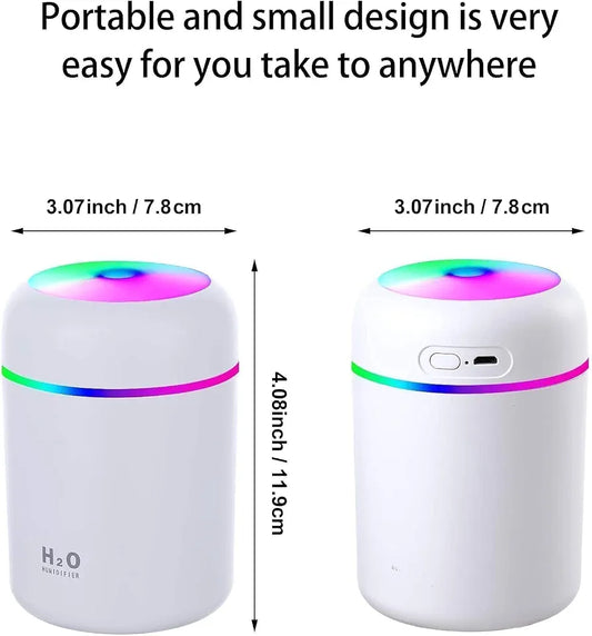 Portable Mini Humidifier – Cool Mist with 7-Color LED Light