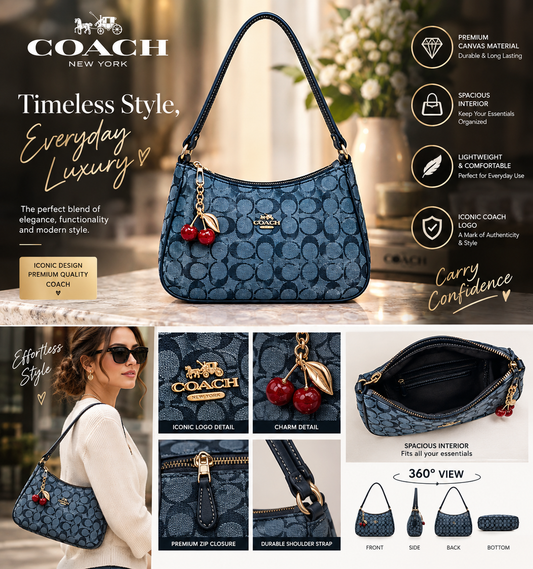 Coach Cherry Bag – Curved Shoulder Bag Stylish Designer Handbag