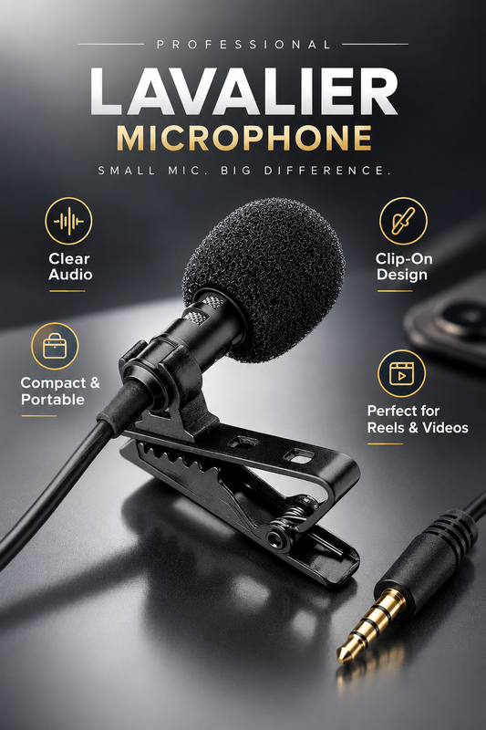 Professional Lavalier Microphone – Clip-On Mic for Clear Audio & Video Recording