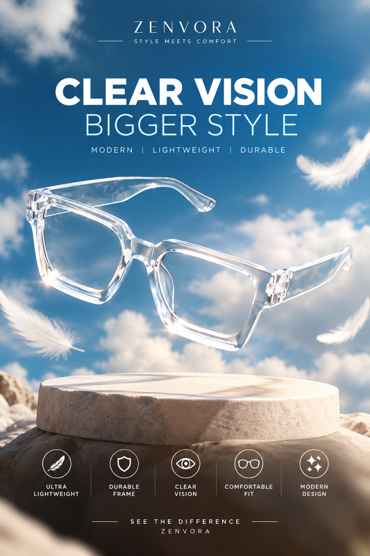 Clear Frame Fashion Glasses – Trendy Transparent Eyewear for Men & Women