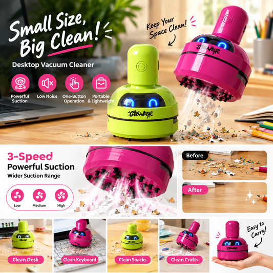 Mini Desktop Vacuum Cleaner – Portable Keyboard, Desk & Eraser Dust Sweeper