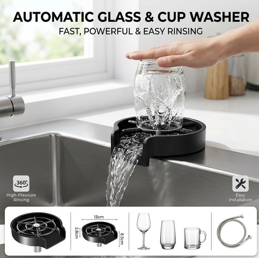 Glass Rinser Cup & Bottle Washer for Kitchen Sink