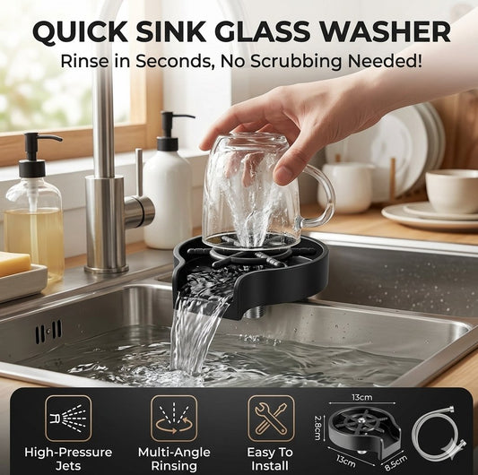 Glass Rinser Cup & Bottle Washer for Kitchen Sink