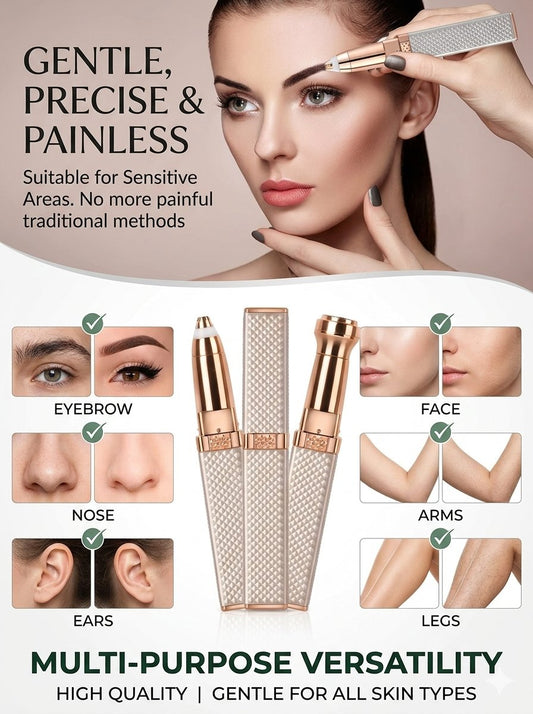 2-in-1 Flawless Eyebrow & Facial Hair Trimmer – USB Rechargeable for Women