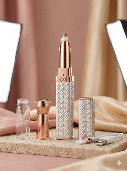 2-in-1 Flawless Eyebrow & Facial Hair Trimmer – USB Rechargeable for Women